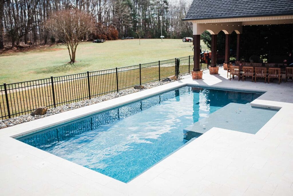 Three quarters view of Brown Summit concrete pool