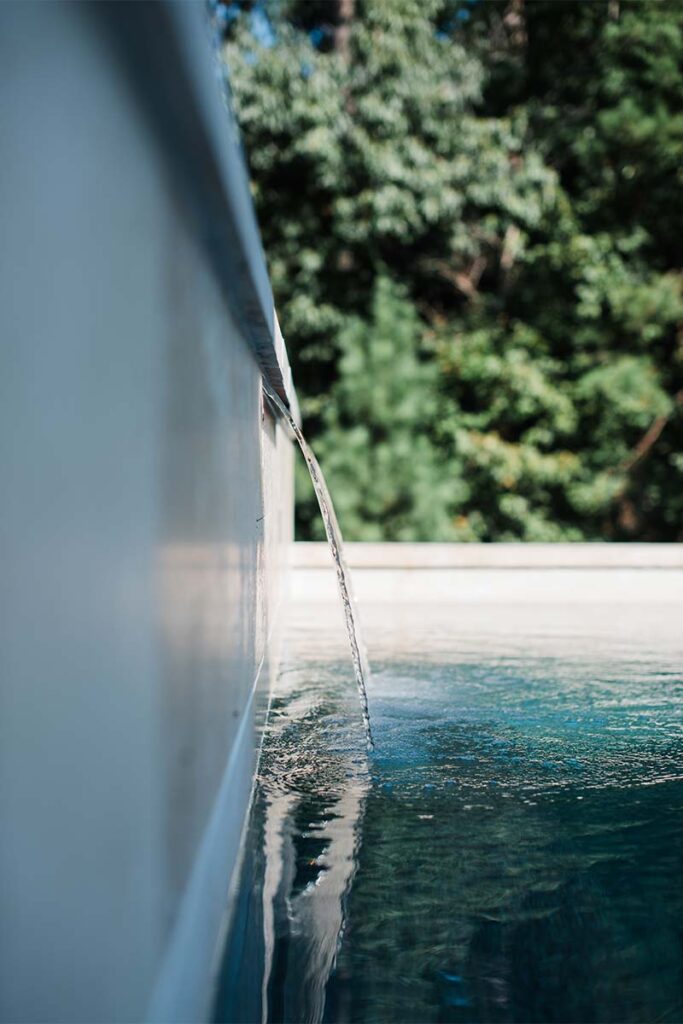 Close up of Contemporary Durham waterfall wall