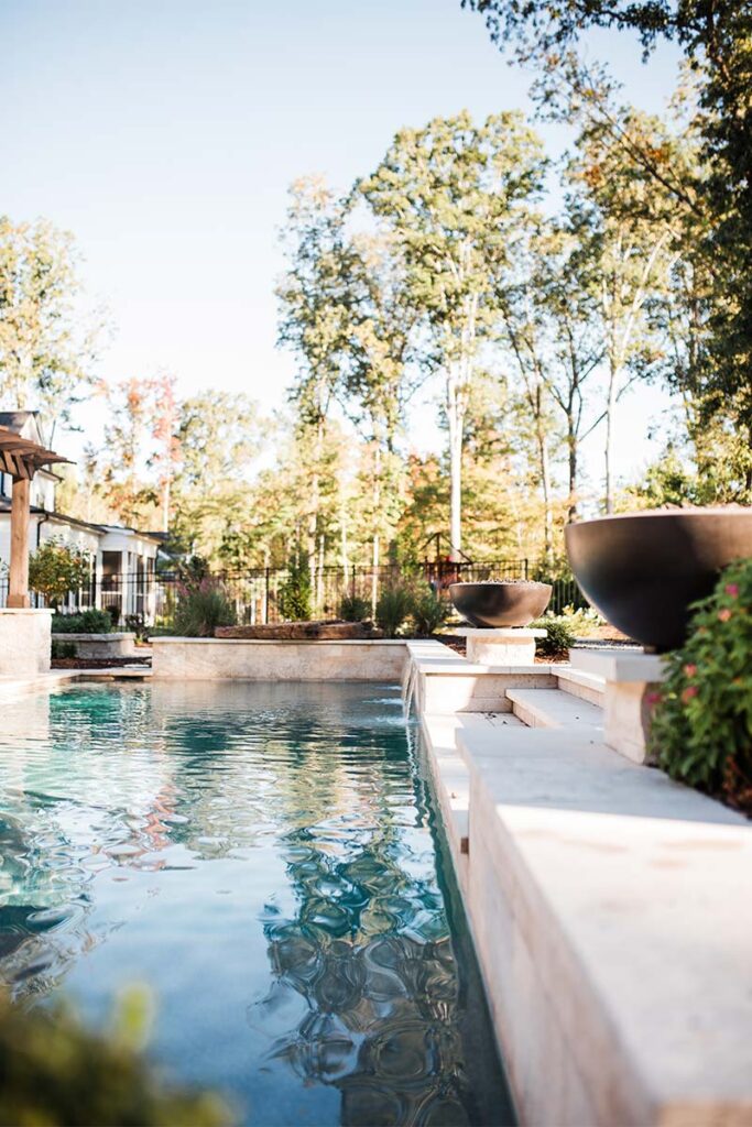 Close up of Contemporary Raleigh pool wall