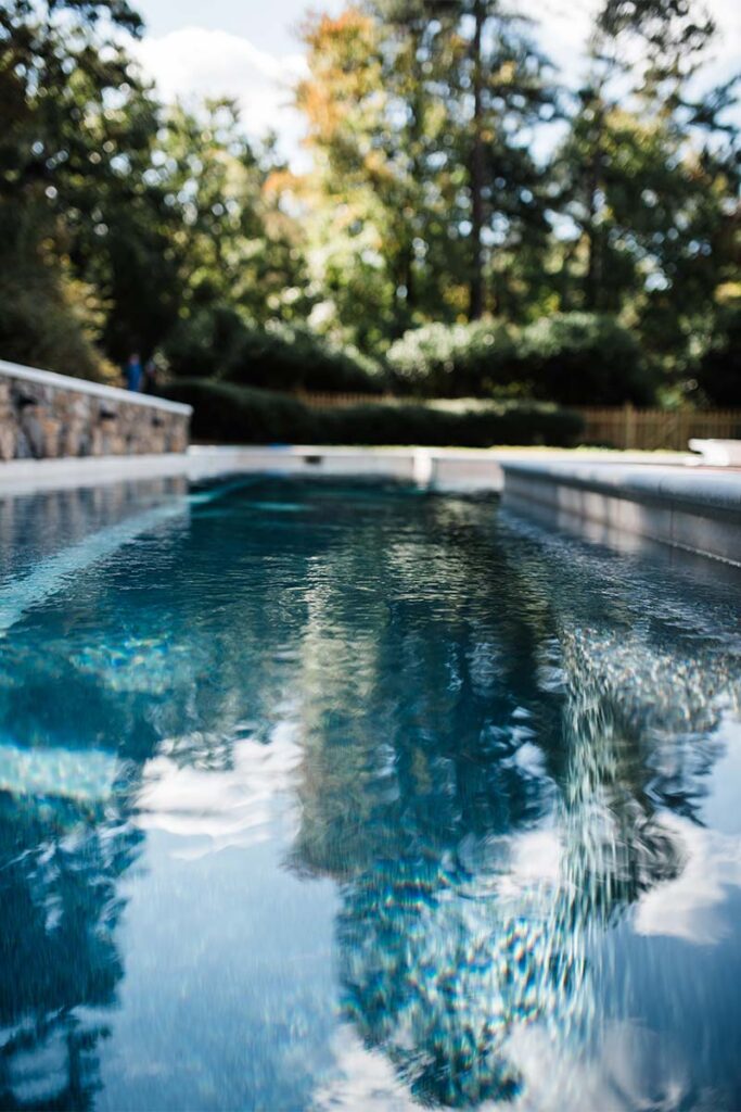 Close up of water reflex of Historic Chapel Hill pool
